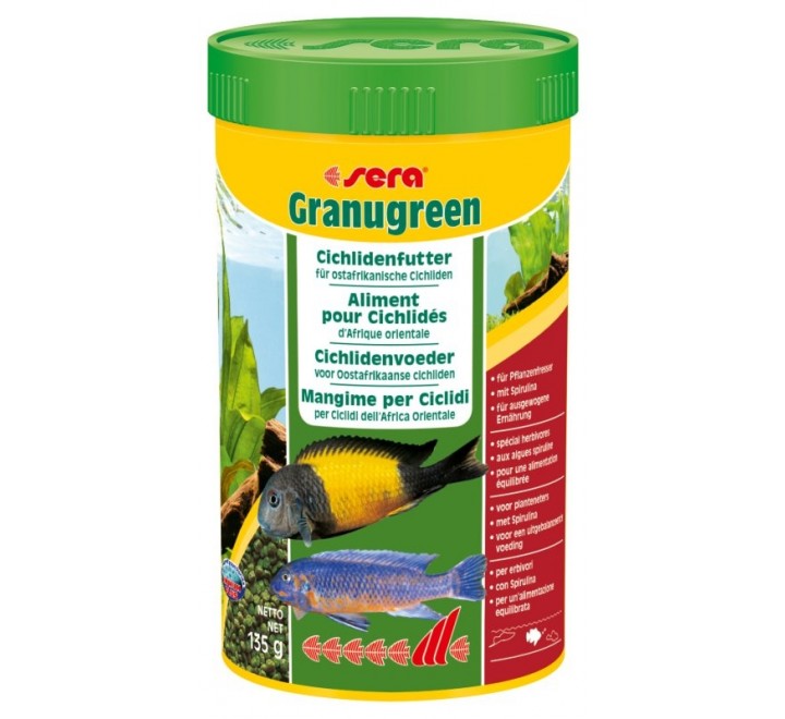 SERA Granugreen grammi 135 ml 250 Mangime vegetale in granuli pesci vegetariani